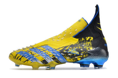 Men's Adidas Predator Freak+ FG Firm Ground High-Tops Football Boots - Yellow/Blue/Black