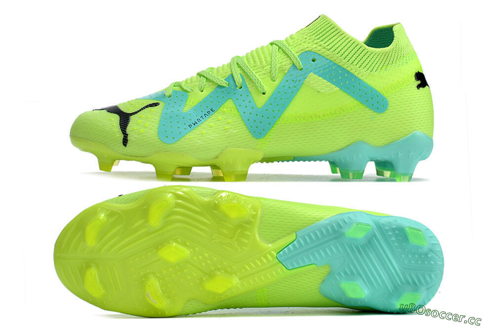 Men's Puma Future Ultimate FG Firm Ground Low-Tops Football Boots - Green/Blue/Black 1
