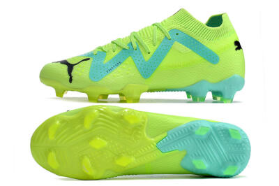 Men's Puma Future Ultimate FG Firm Ground Low-Tops Football Boots - Green/Blue/Black