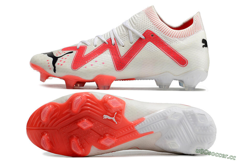 Men's Puma Future Ultimate FG Firm Ground Low-Tops Football Boots - White/Pink/Black 1