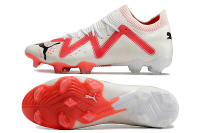 Men's Puma Future Ultimate FG Firm Ground Low-Tops Football Boots - White/Pink/Black