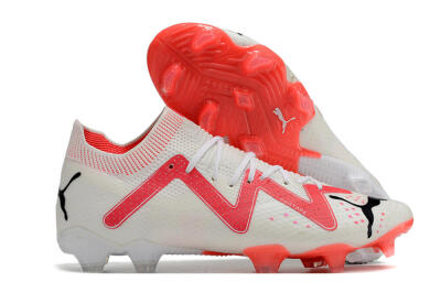 Men's Puma Future Ultimate FG Firm Ground Low-Tops Football Boots - White/Pink/Black