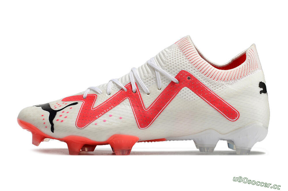Men's Puma Future Ultimate FG Firm Ground Low-Tops Football Boots - White/Pink/Black 0