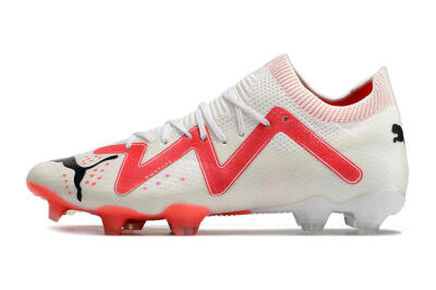 Men's Puma Future Ultimate FG Firm Ground Low-Tops Football Boots - White/Pink/Black