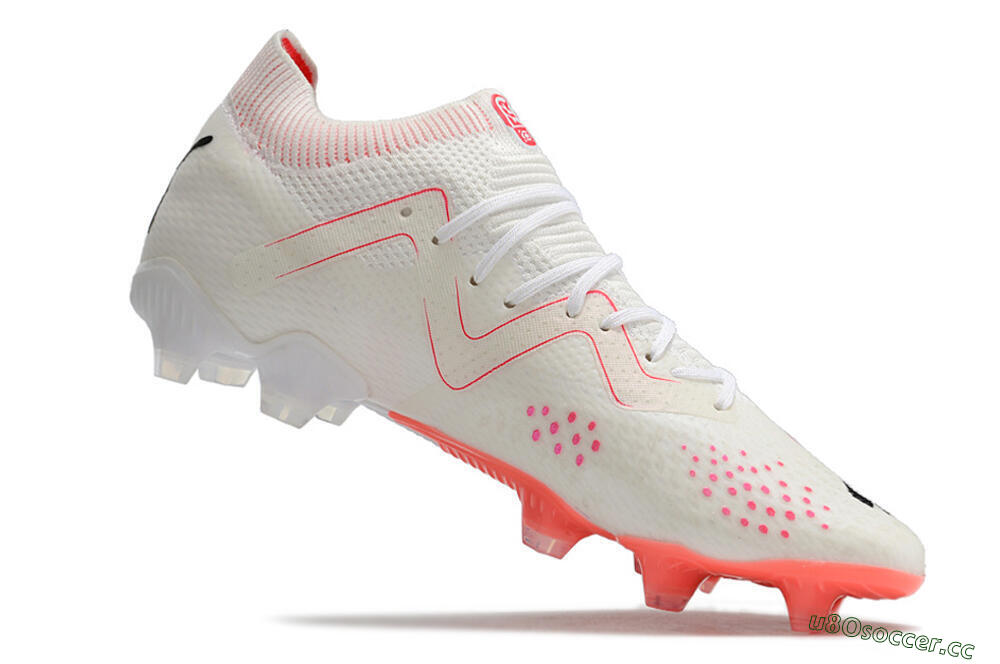 Men's Puma Future Ultimate FG Firm Ground Low-Tops Football Boots - White/Pink/Black 4