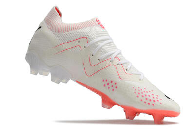 Men's Puma Future Ultimate FG Firm Ground Low-Tops Football Boots - White/Pink/Black