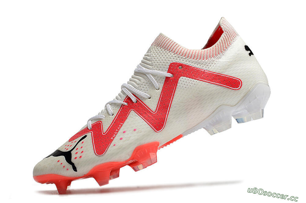 Men's Puma Future Ultimate FG Firm Ground Low-Tops Football Boots - White/Pink/Black 5