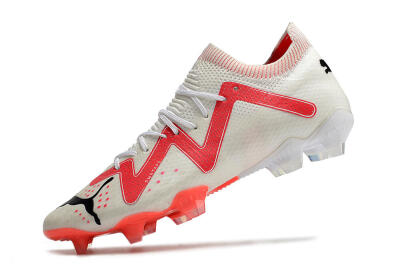 Men's Puma Future Ultimate FG Firm Ground Low-Tops Football Boots - White/Pink/Black