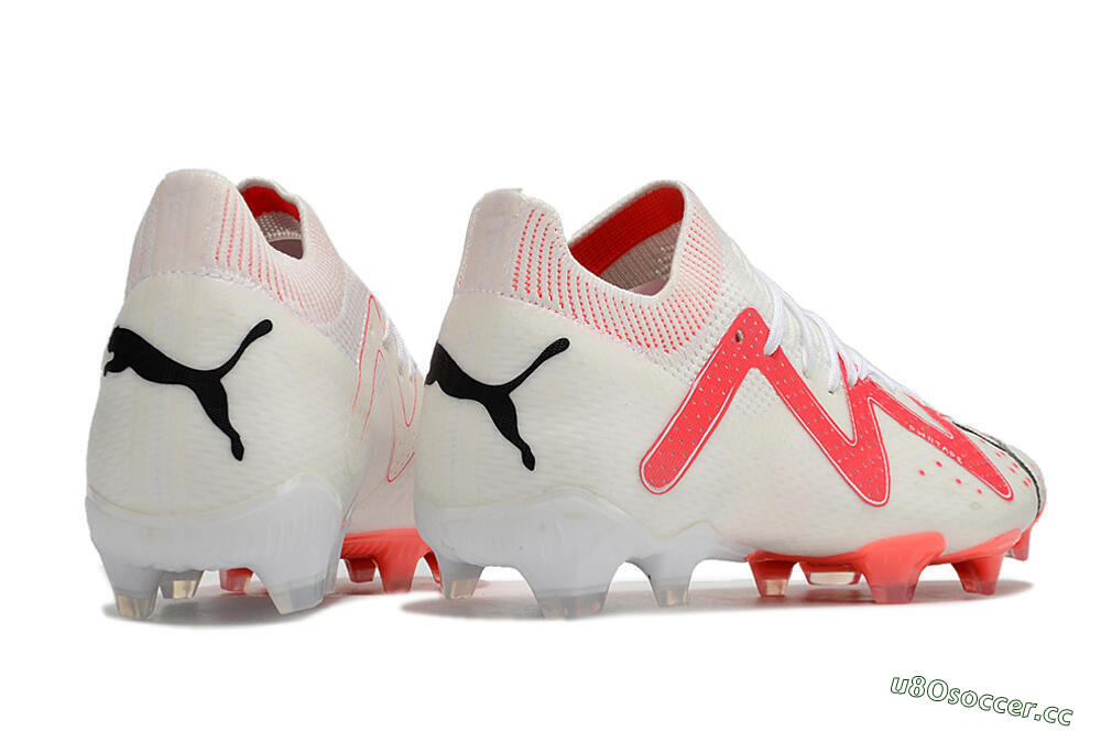 Men's Puma Future Ultimate FG Firm Ground Low-Tops Football Boots - White/Pink/Black 6