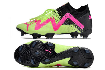 Men's Puma Future Ultimate FG Firm Ground Low-Tops Football Boots - Green/Pink/Black