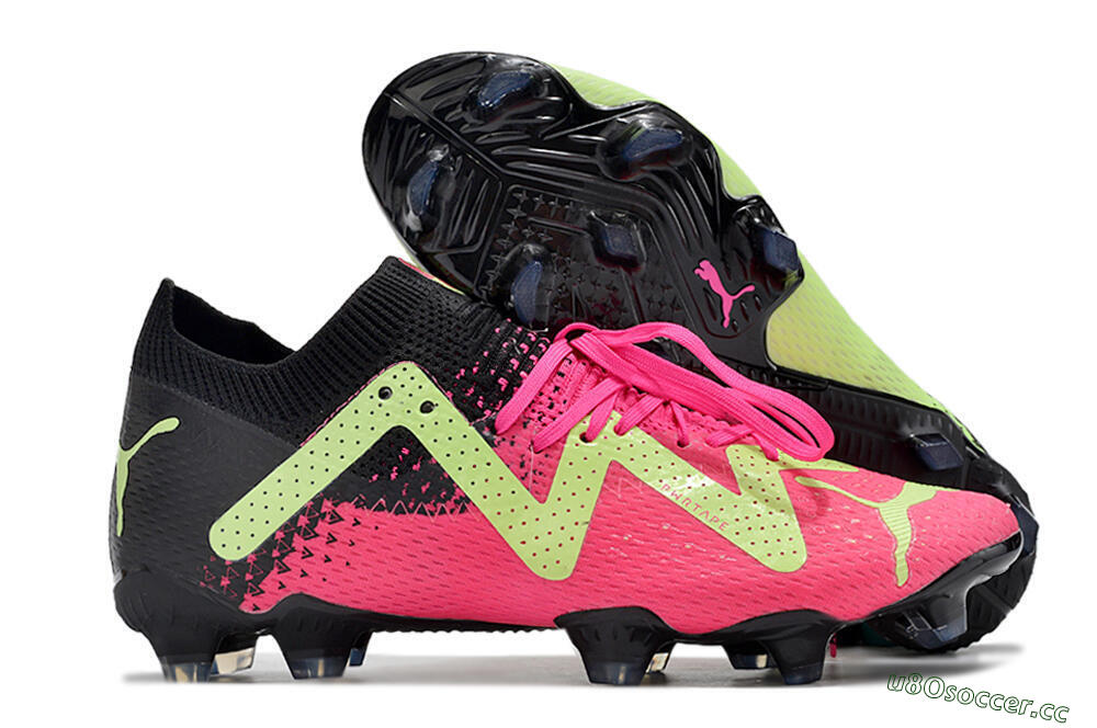 Men's Puma Future Ultimate FG Firm Ground Low-Tops Football Boots - Green/Pink/Black 2