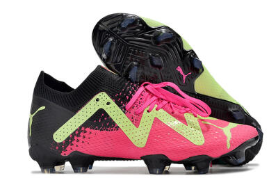 Men's Puma Future Ultimate FG Firm Ground Low-Tops Football Boots - Green/Pink/Black