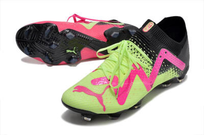 Men's Puma Future Ultimate FG Firm Ground Low-Tops Football Boots - Green/Pink/Black