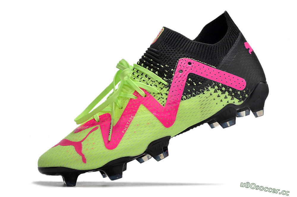 Men's Puma Future Ultimate FG Firm Ground Low-Tops Football Boots - Green/Pink/Black 5