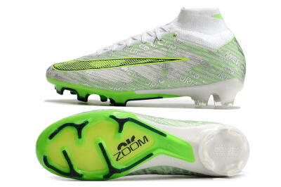Unisex Nike Air Zoom Mercurial Superfly 9 Elite FG Firm Ground High-Tops Football Boots - White/Green