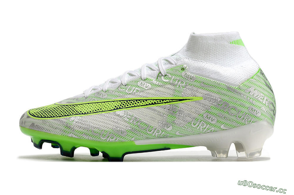 Unisex Nike Air Zoom Mercurial Superfly 9 Elite FG Firm Ground High-Tops Football Boots - White/Green 0
