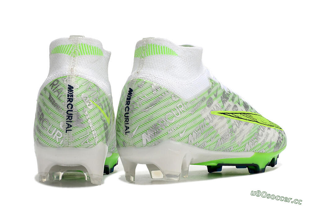 Unisex Nike Air Zoom Mercurial Superfly 9 Elite FG Firm Ground High-Tops Football Boots - White/Green 6