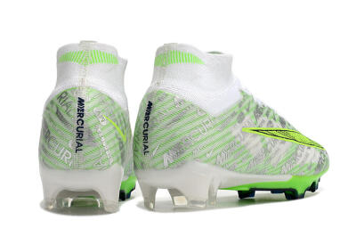 Unisex Nike Air Zoom Mercurial Superfly 9 Elite FG Firm Ground High-Tops Football Boots - White/Green