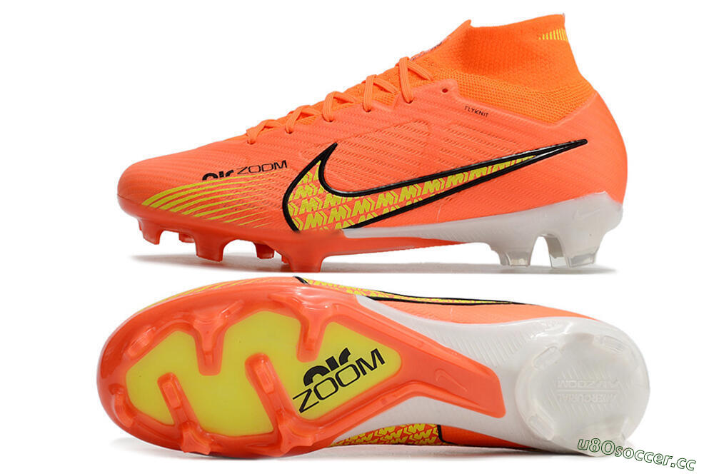 Men's Nike Air Zoom Mercurial Superfly 9 Elite FG Firm Ground High-Tops Football Boots - Orange/Yellow 1