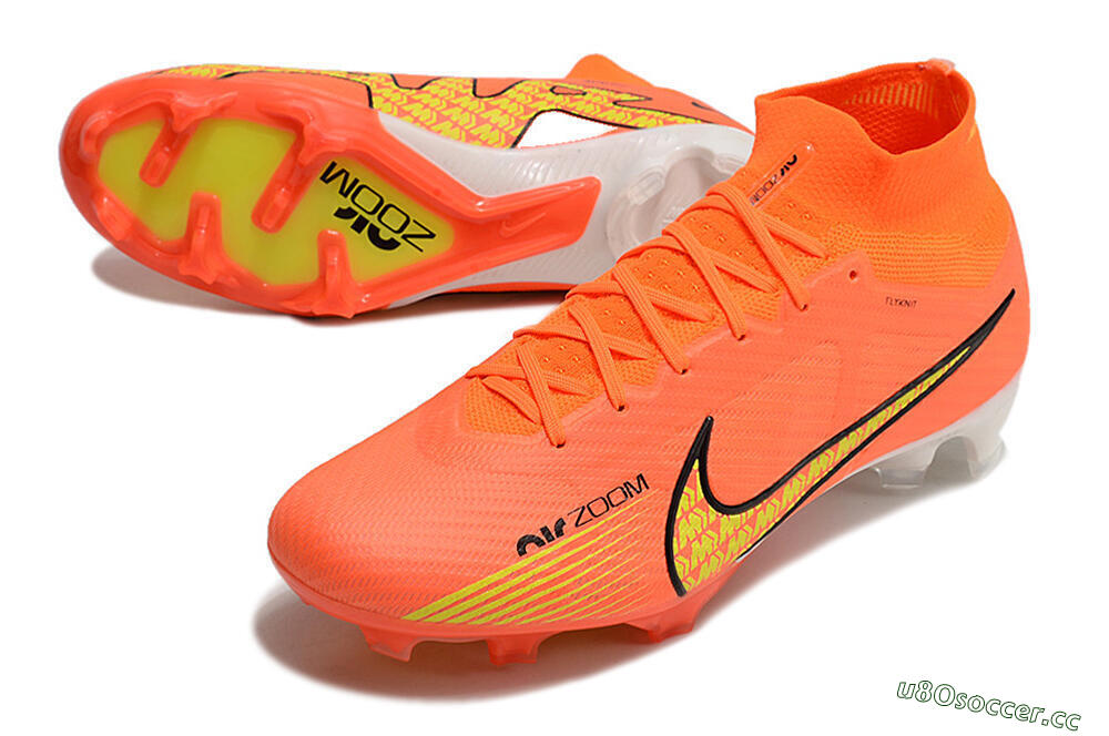 Men's Nike Air Zoom Mercurial Superfly 9 Elite FG Firm Ground High-Tops Football Boots - Orange/Yellow 3
