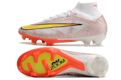 Unisex Nike Air Zoom Mercurial Superfly 9 Elite FG Firm Ground High-Tops Football Boots - White/Orange/Sliver