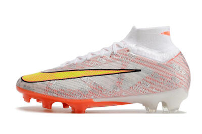 Unisex Nike Air Zoom Mercurial Superfly 9 Elite FG Firm Ground High-Tops Football Boots - White/Orange/Sliver