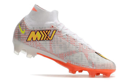 Unisex Nike Air Zoom Mercurial Superfly 9 Elite FG Firm Ground High-Tops Football Boots - White/Orange/Sliver