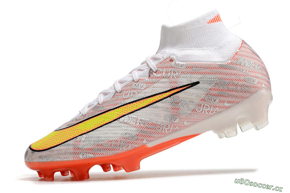 Unisex Nike Air Zoom Mercurial Superfly 9 Elite FG Firm Ground High-Tops Football Boots - White/Orange/Sliver 5