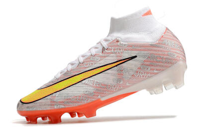 Unisex Nike Air Zoom Mercurial Superfly 9 Elite FG Firm Ground High-Tops Football Boots - White/Orange/Sliver
