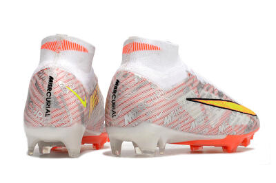 Unisex Nike Air Zoom Mercurial Superfly 9 Elite FG Firm Ground High-Tops Football Boots - White/Orange/Sliver