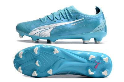Men's Puma Ultra Ultimate FG Firm Ground Low-Tops Football Boots - Blue/White/Pink