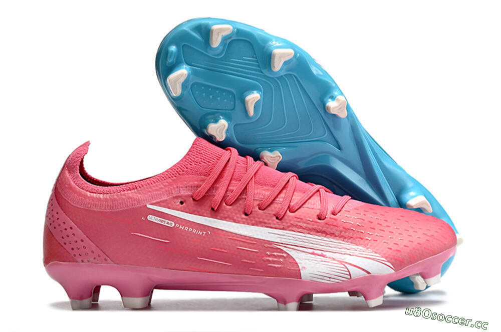 Men's Puma Ultra Ultimate FG Firm Ground Low-Tops Football Boots - Blue/White/Pink 2