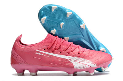 Men's Puma Ultra Ultimate FG Firm Ground Low-Tops Football Boots - Blue/White/Pink