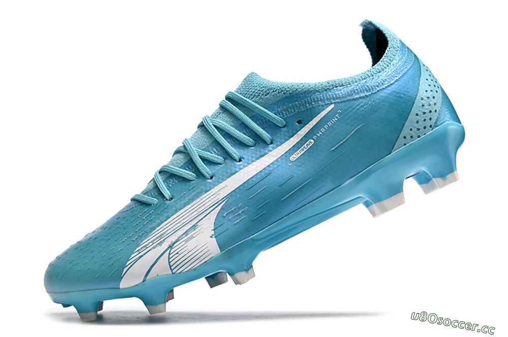 Men's Puma Ultra Ultimate FG Firm Ground Low-Tops Football Boots - Blue/White/Pink 5