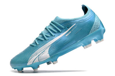 Men's Puma Ultra Ultimate FG Firm Ground Low-Tops Football Boots - Blue/White/Pink
