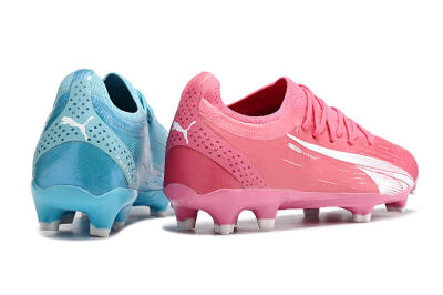 Men's Puma Ultra Ultimate FG Firm Ground Low-Tops Football Boots - Blue/White/Pink
