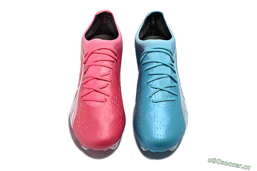 Men's Puma Ultra Ultimate FG Firm Ground Low-Tops Football Boots - Blue/White/Pink 7