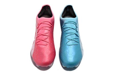 Men's Puma Ultra Ultimate FG Firm Ground Low-Tops Football Boots - Blue/White/Pink