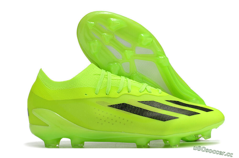 Men's Adidas X Crazyfast.1 FG Firm Ground Low-Tops Football Boots - Green/Black 2