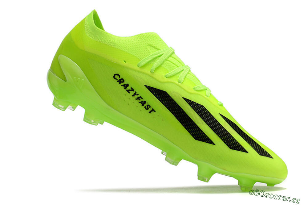 Men's Adidas X Crazyfast.1 FG Firm Ground Low-Tops Football Boots - Green/Black 4