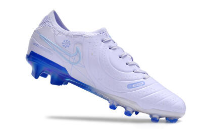 Men's NikeTiempo Legend 10 Elite FG Firm Ground Low-Tops Football Boots - White/Blue/Gold