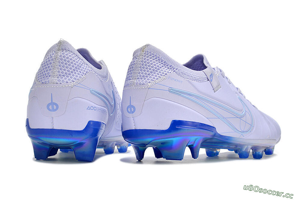 Men's NikeTiempo Legend 10 Elite FG Firm Ground Low-Tops Football Boots - White/Blue/Gold 6