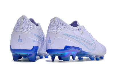 Men's NikeTiempo Legend 10 Elite FG Firm Ground Low-Tops Football Boots - White/Blue/Gold