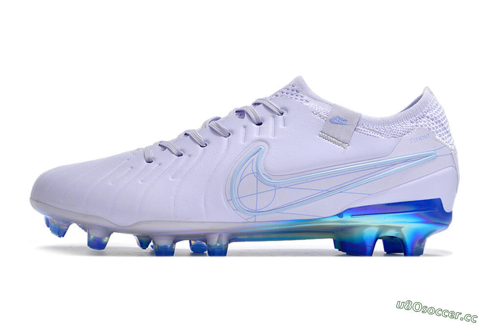 Men's NikeTiempo Legend 10 Elite FG Firm Ground Low-Tops Football Boots - White/Blue/Gold 0