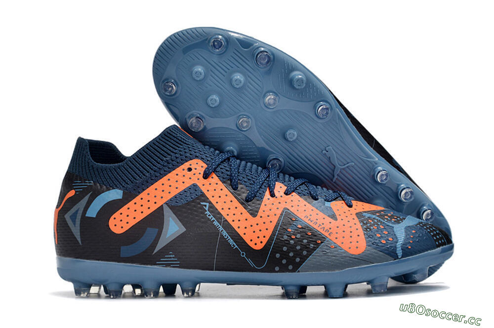 Men's Puma Future Ultimate MG Multi Ground Low-Tops Football Boots - Blue/Orange/Blue 2
