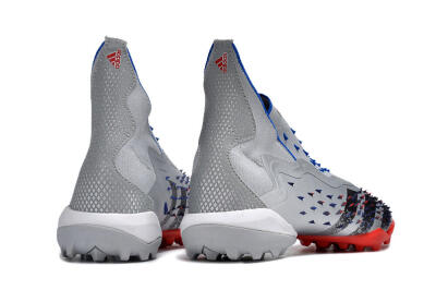 Unisex Adidas Predator Freak+ TF Artificial Turf High-Tops Football Shoes - Silver/Blue/Red