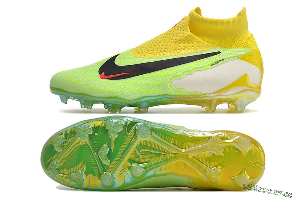 Men's Nike Phantom GX Elite DF FG Firm Ground High-Tops Football Boots - Yellow/Green/Black/Red 1