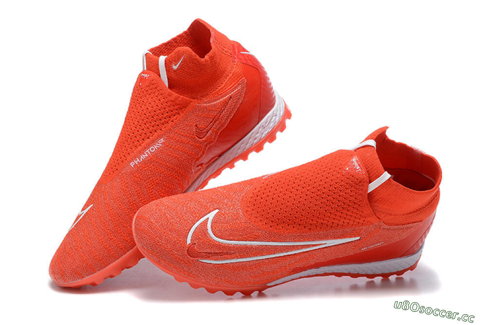 Men's Nike Phantom GX Elite DF TF Artificial Turf High-Tops Football Shoes - Red/White 5