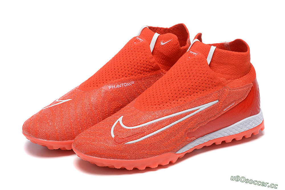 Men's Nike Phantom GX Elite DF TF Artificial Turf High-Tops Football Shoes - Red/White 9