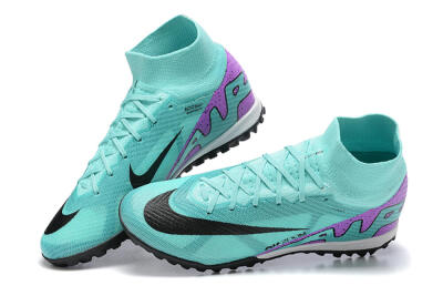 Men's Nike Air Zoom Mercurial Superfly 9 Elite TF Artificial Turf High-Tops Football Shoes - Blue/Black/Purple
